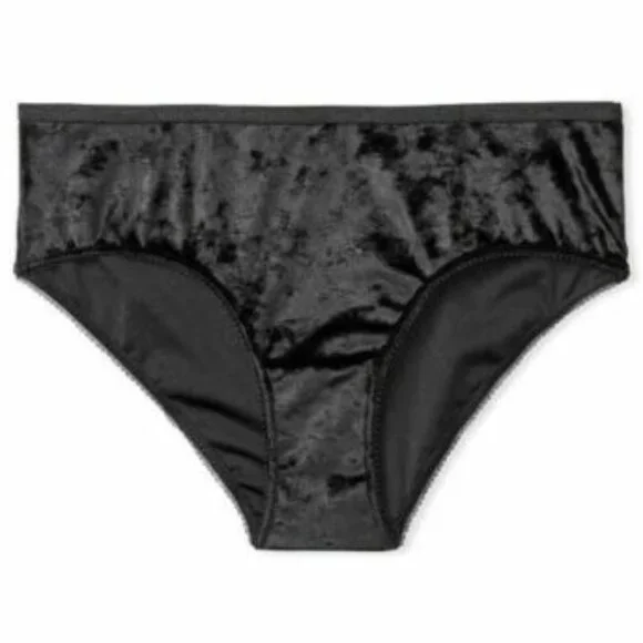 Victoria's Secret Black Velvet bikini cut panties size L NWT - Picture 1 of 5